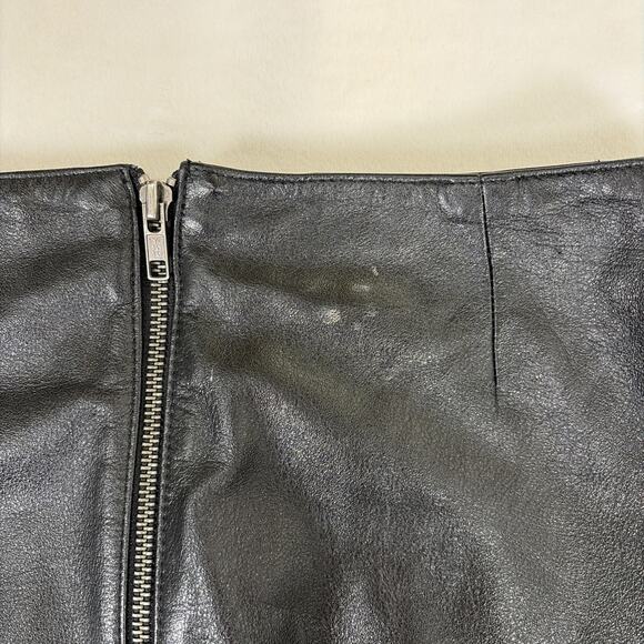 Danier Pencil Skirt Women’s 6 Black Leather, Lined, Triple Zippers Bnfts Charity - Picture 6 of 11